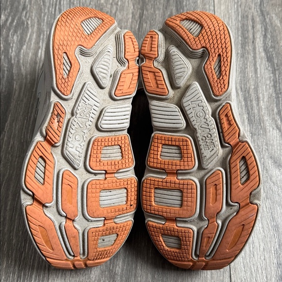 Hoka One One Women's Gray and Peach Athletic Running Shoes - Picture 7 of 9